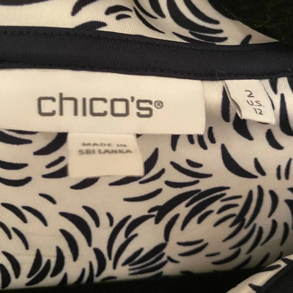 Chico's Navy and White Swirl Athletic Quarter Zip